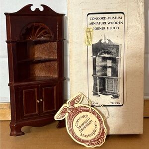 Vintage Concord Dollhouse Miniature Corner Cabinet With Shelves‎ burgundy brown